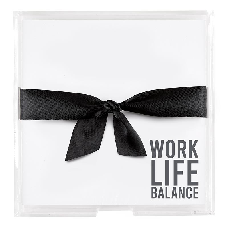 WORK-LIFE BALANCE SQUARE ACRYLIC NOTEPAPER TRAY - Kingfisher Road - Online Boutique