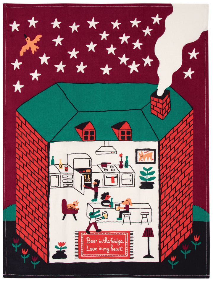 Kingfisher Road Blue Q BEER IN THE FRIDGE. LOVE IN MY HEART DISH TOWEL