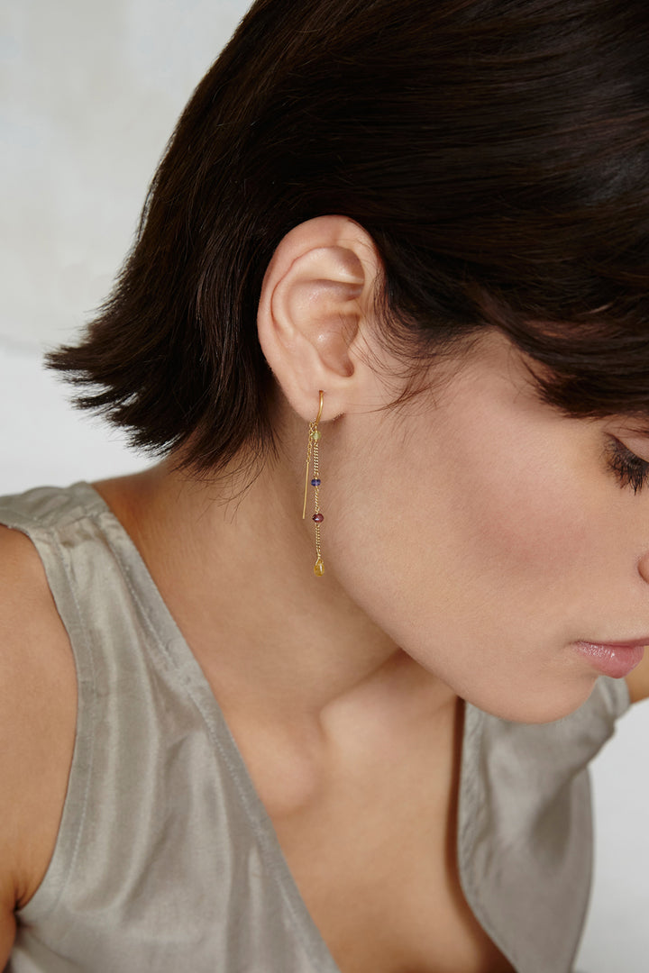 MULTI PERIDOT THREADER EARRING - Kingfisher Road - Online Boutique