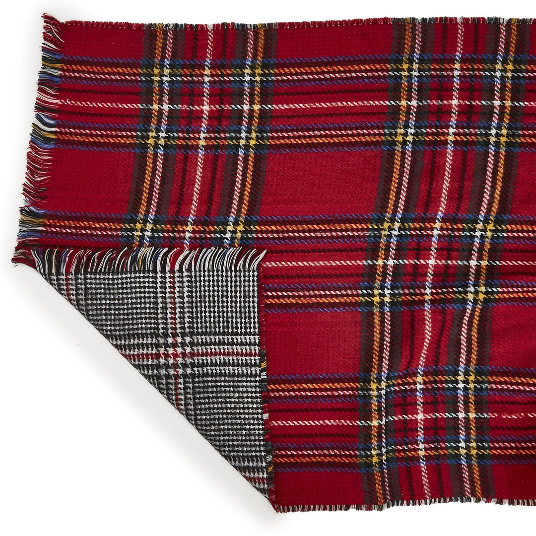 RED/NAVY REVERSIBLE PLAID SCARF - Kingfisher Road - Online Boutique