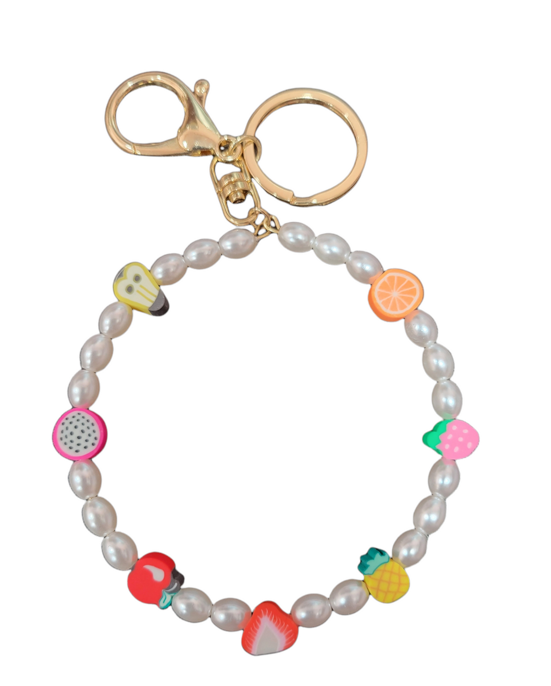 ASSORTED FRUIT BEADED KEYCHAIN RING - Kingfisher Road - Online Boutique