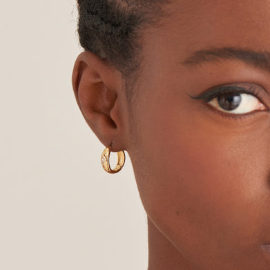 SPARKLE DOME HOOP EARRINGS-GOLD - Kingfisher Road - Online Boutique