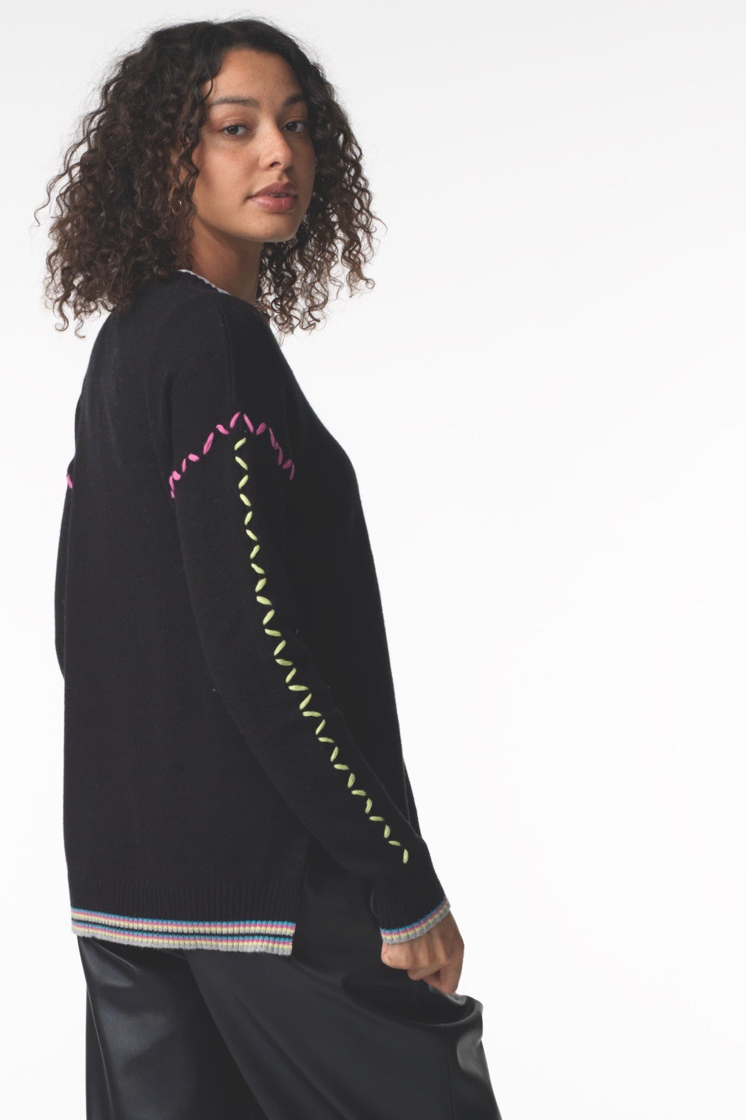 WHIP STITCH SWEATER - BLACK - Kingfisher Road - Online Boutique