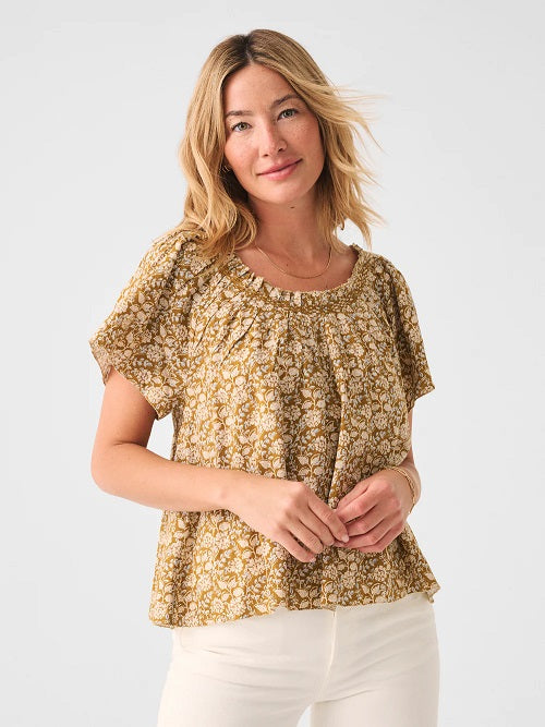 ANNABELLE TOP - GOLDEN THEODORA FLORAL - Kingfisher Road - Online Boutique