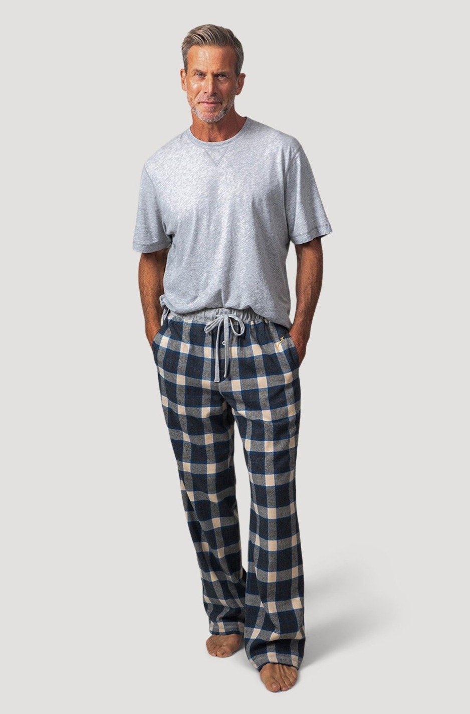NATURAL/BLUE STILLWATER CHECK FLANNEL PANT - Kingfisher Road - Online Boutique
