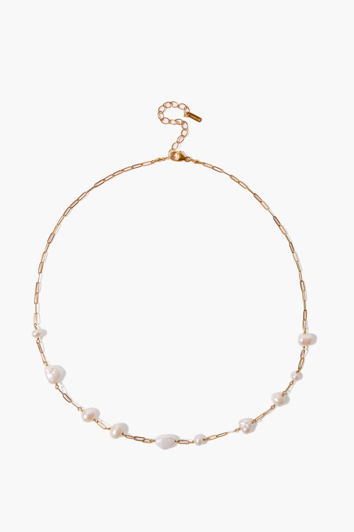 WHITE PEARL GOLD KESHI PEARL NECKLACE