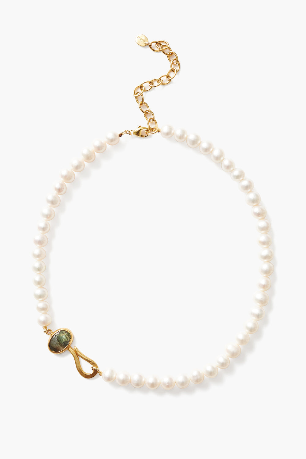 WHITE PEARL ADJUSTABLE BEZEL WRAPPED HOOK NECKLACE - Kingfisher Road - Online Boutique