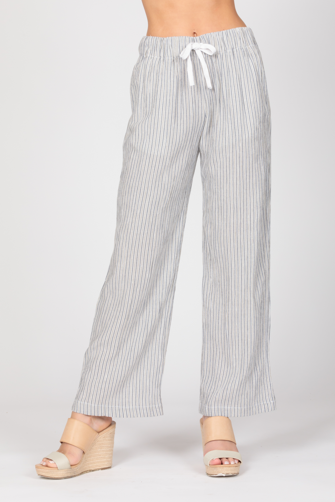 DRAWSTRING PANTS - BLUE/TAUPE - Kingfisher Road - Online Boutique