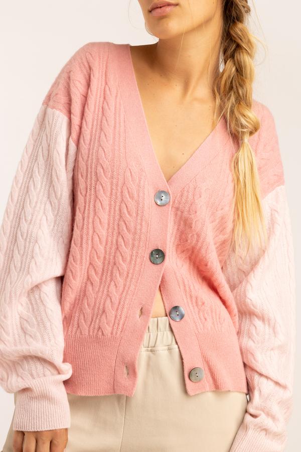 COLOURBLOCK CAPRI CABLE CARDI - Kingfisher Road - Online Boutique