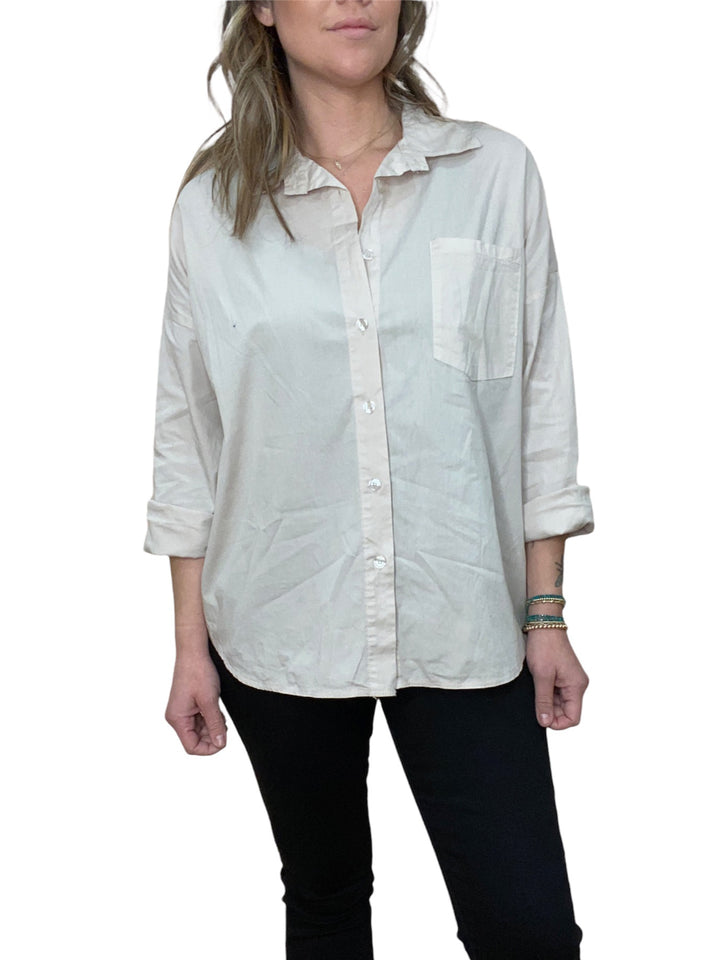 CREAM BUTTON UP SHIRT - Kingfisher Road - Online Boutique