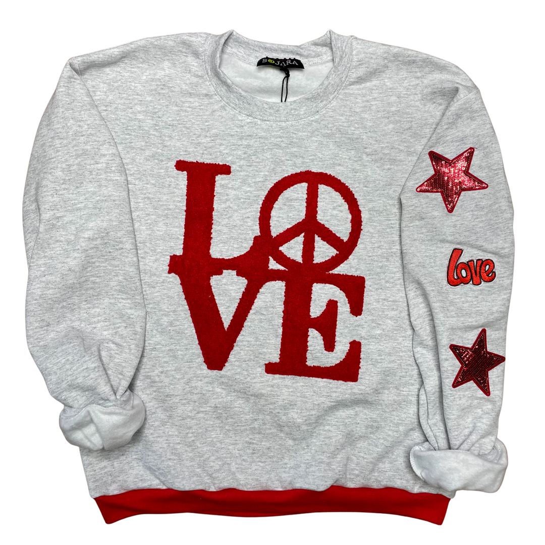 RED LOVE & PEACE PULLOVER - Kingfisher Road - Online Boutique