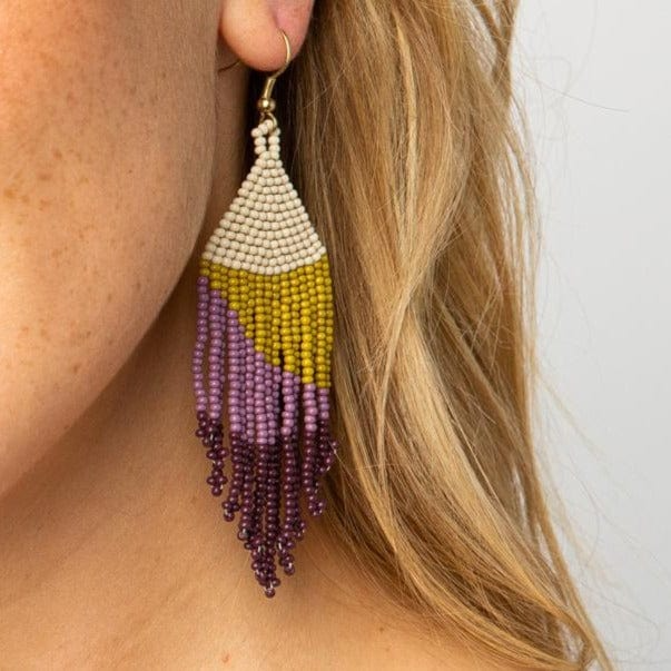 LILAC OMBRE WITH CITRON FRINGE EARRING - Kingfisher Road - Online Boutique