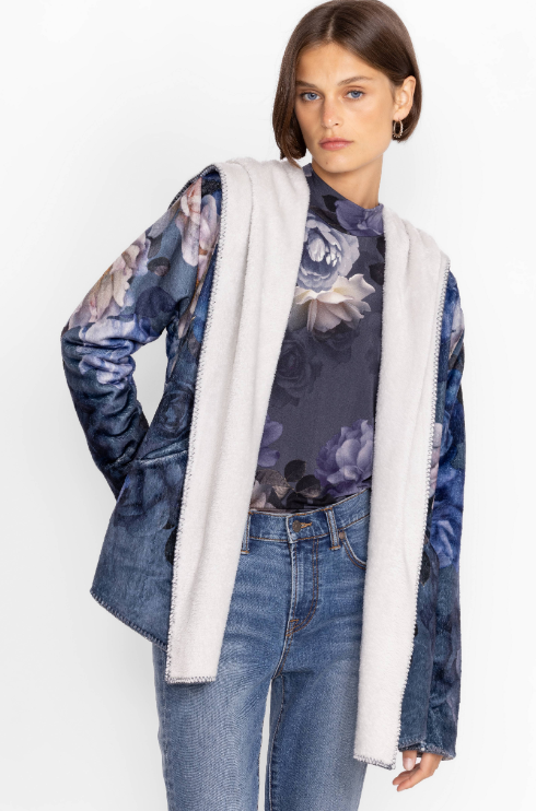 GREY PEONY SHERPA JACKET - Kingfisher Road - Online Boutique
