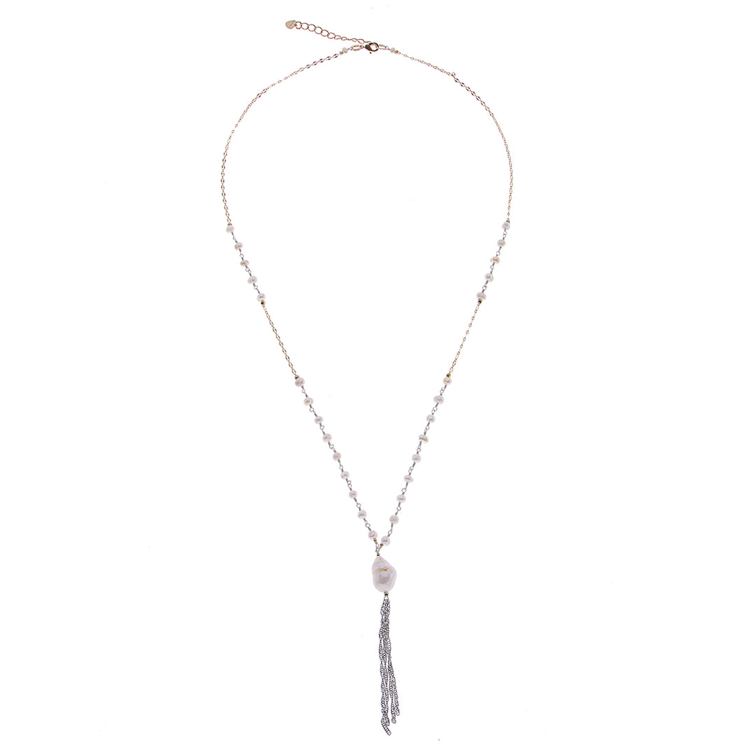 PEARL TASSEL BEADED LONG NECKLACE - Kingfisher Road - Online Boutique