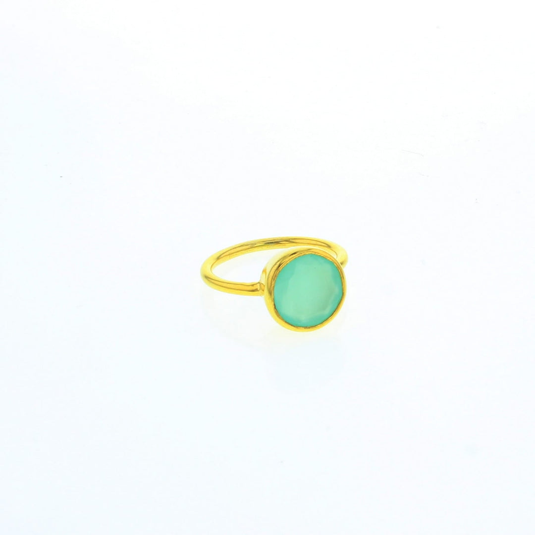 AQUA CHALCEDONY GOLD VOYAGER RING - Kingfisher Road - Online Boutique