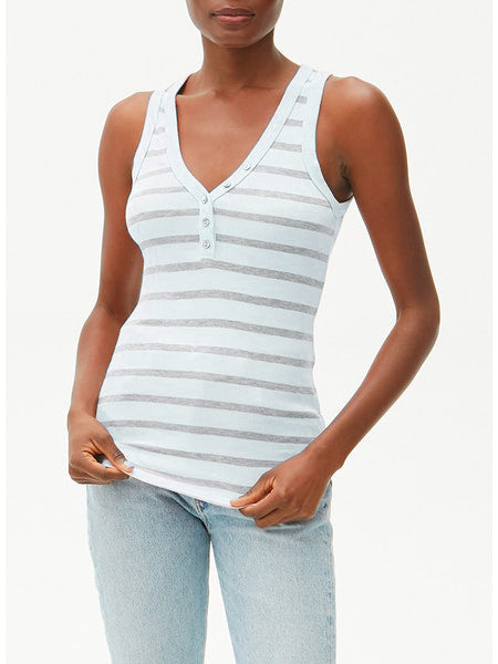 Y NECK HENLEY TANK - MIST/HEATHER GREY - Kingfisher Road - Online Boutique