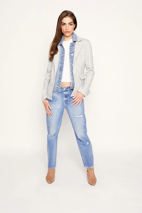 Kingfisher Road Blue Revival HELEN BLAZER WITH REMOVEABLE INSERT - IBIZA/HEATHER GREY