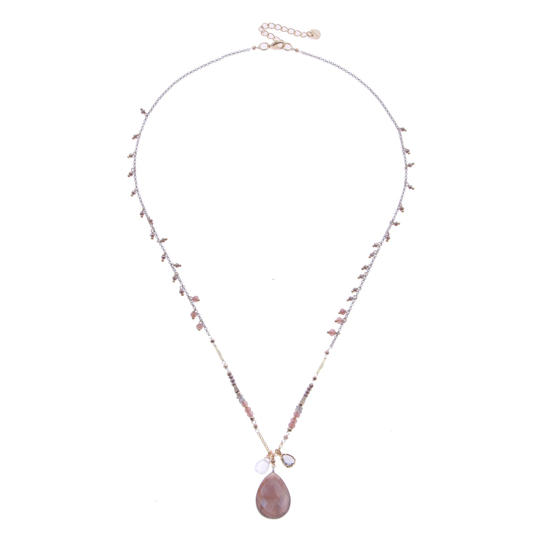 FACETED AGATE PENDANT WITH STONE CHARMS - Kingfisher Road - Online Boutique