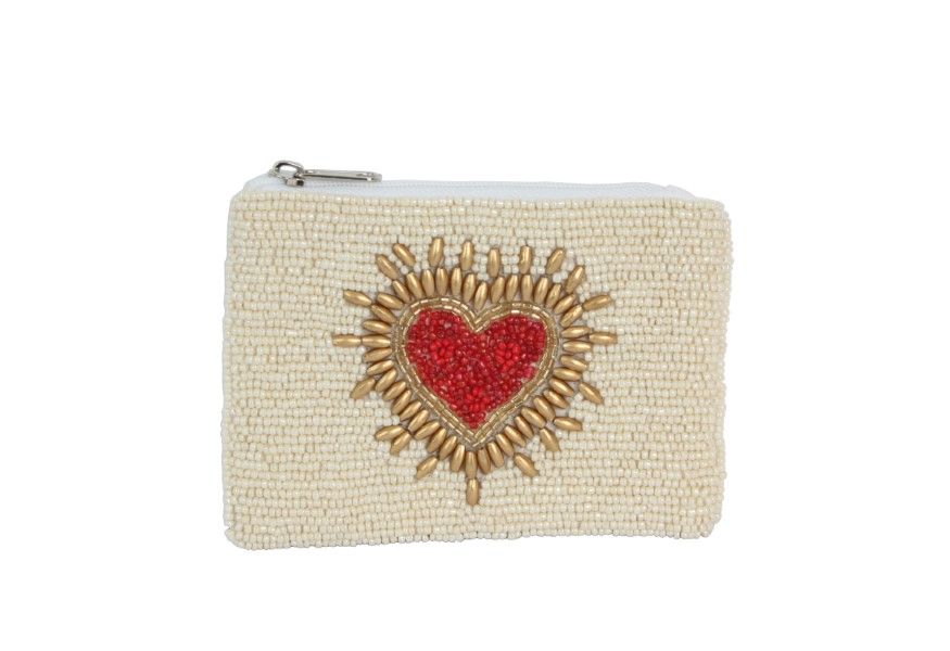 BEADED COIN PURSE-HEARTS - Kingfisher Road - Online Boutique
