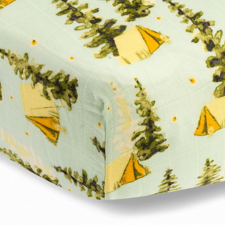 CAMPING BAMBOO CRIB SHEET - Kingfisher Road - Online Boutique
