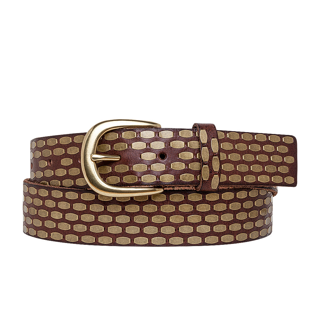 MAEVA BRONZE AND STUDDED LEATHER BELT - Kingfisher Road - Online Boutique
