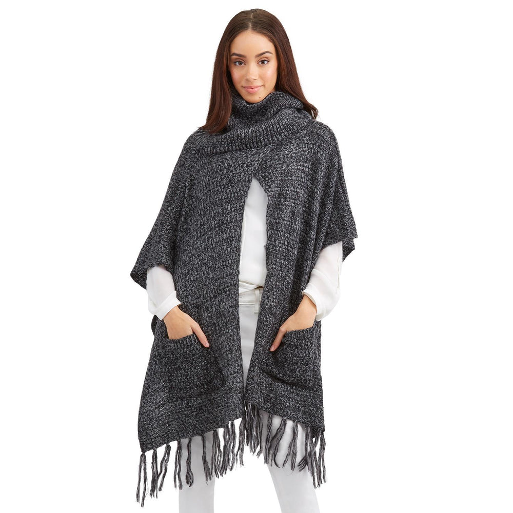 TURTLENECK PONCHO WITH POCKETS - Kingfisher Road - Online Boutique