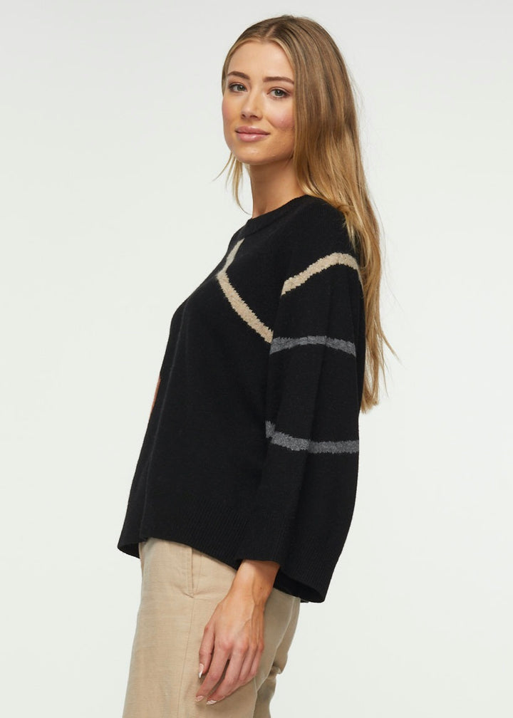 BRACELET SLEEVE RIBBON SWEATER - BLACK - Kingfisher Road - Online Boutique