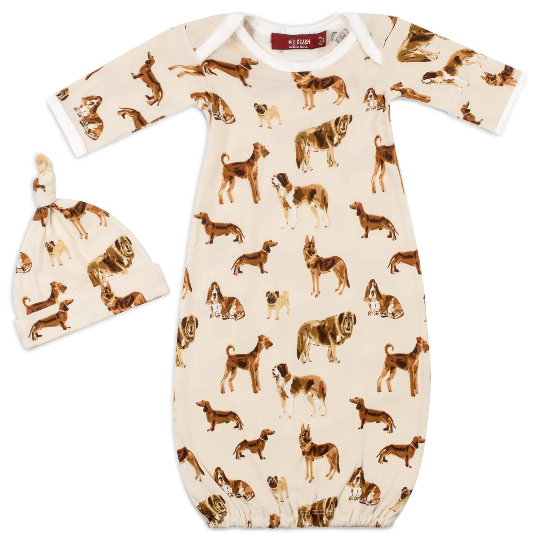 ORGANIC NEWBORN GOWN/HAT NATURAL DOG - Kingfisher Road - Online Boutique