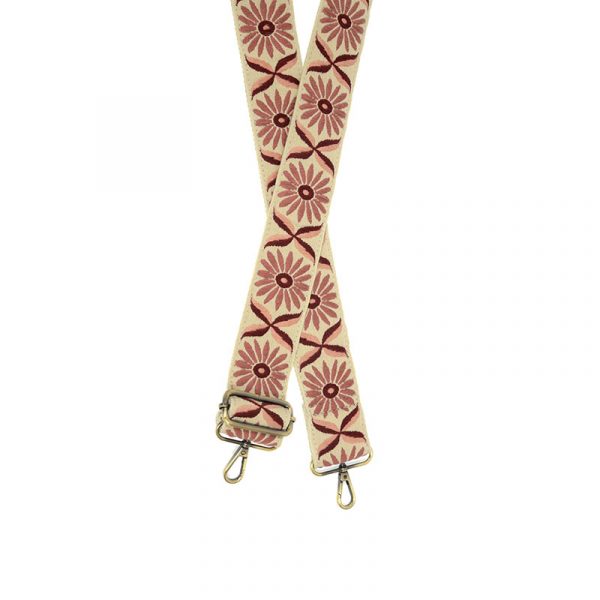 DAISY EMBROIDERED GUITAR STRAP-MAUVE - Kingfisher Road - Online Boutique