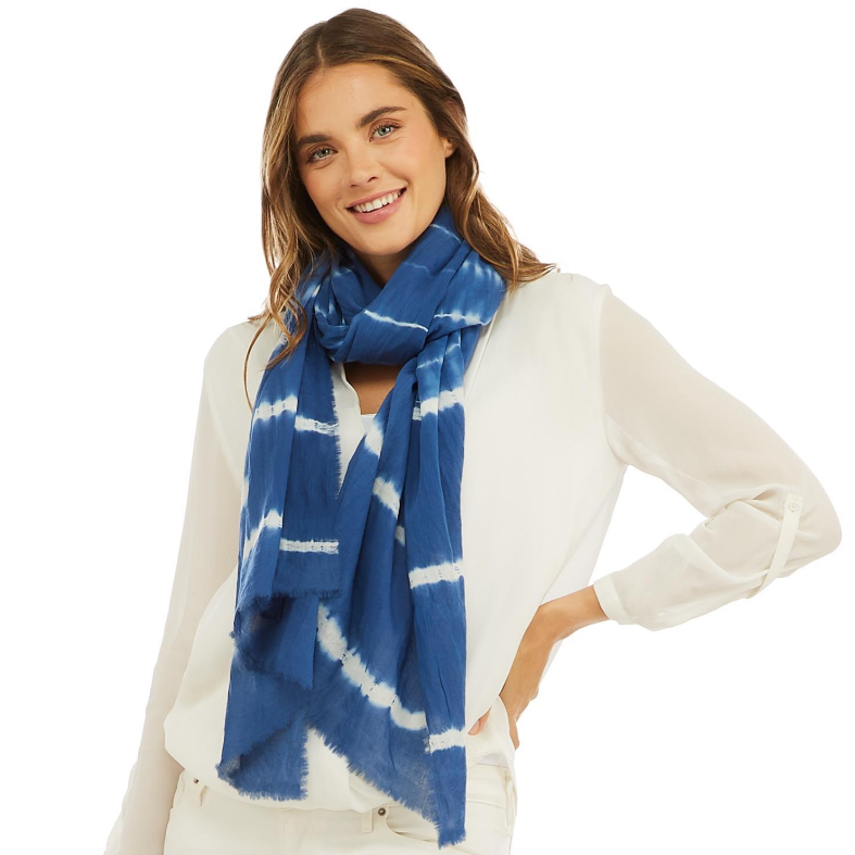 DAWN TIE DYE SCARF WITH EYELASH FRINGE - Kingfisher Road - Online Boutique