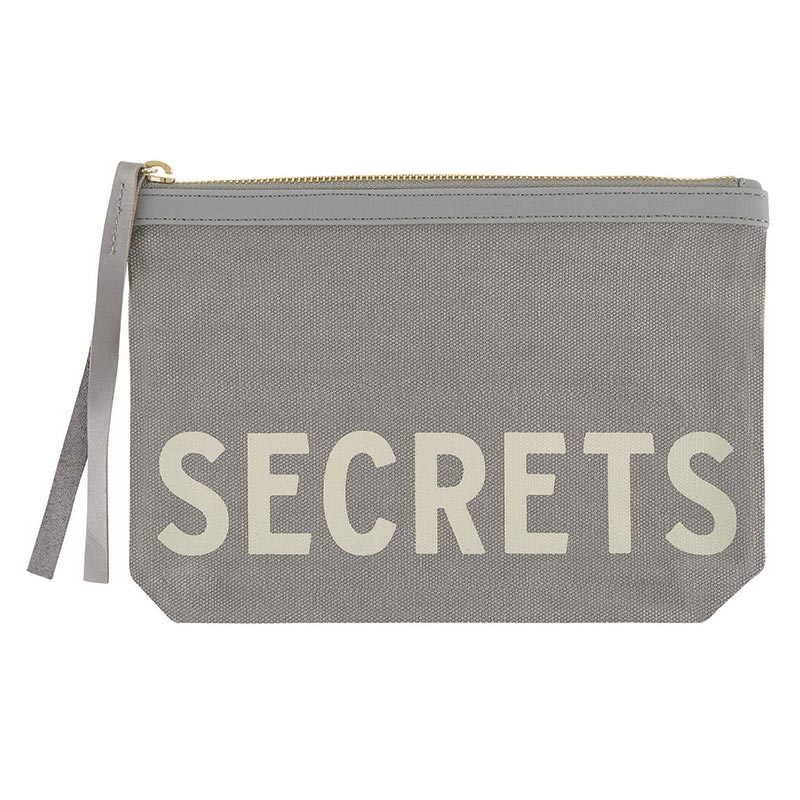 SECRETS GREY CANVAS POUCH - Kingfisher Road - Online Boutique