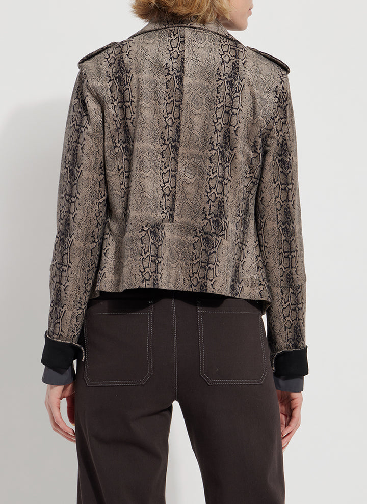 AMELIA MOTO JACKET - SMOKEY TAUPE SNAKE - Kingfisher Road - Online Boutique