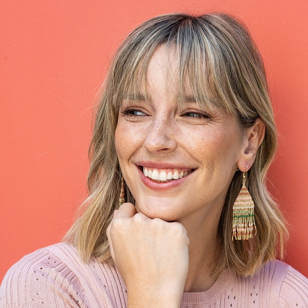 PETITE FRINGE STRIPE EARRINGS - Kingfisher Road - Online Boutique