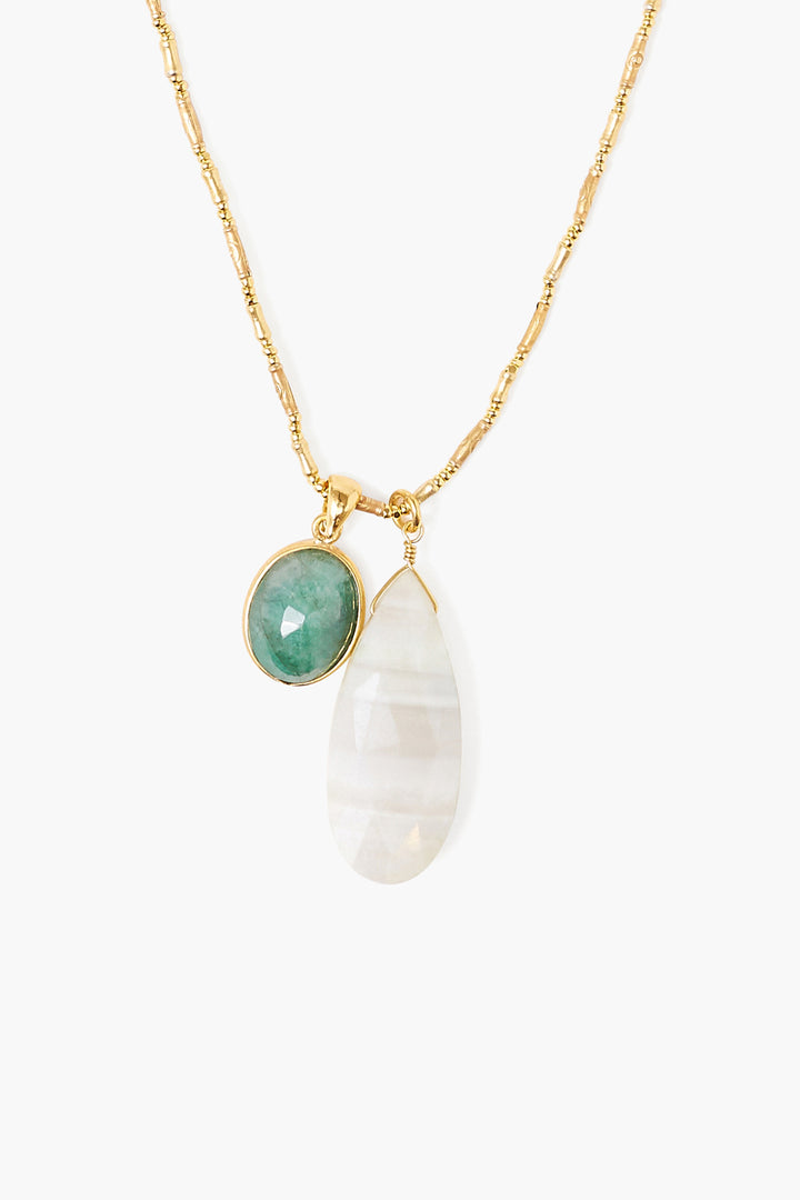 EMERALD MIX GEM/STONE CHARM NECKLACE - Kingfisher Road - Online Boutique