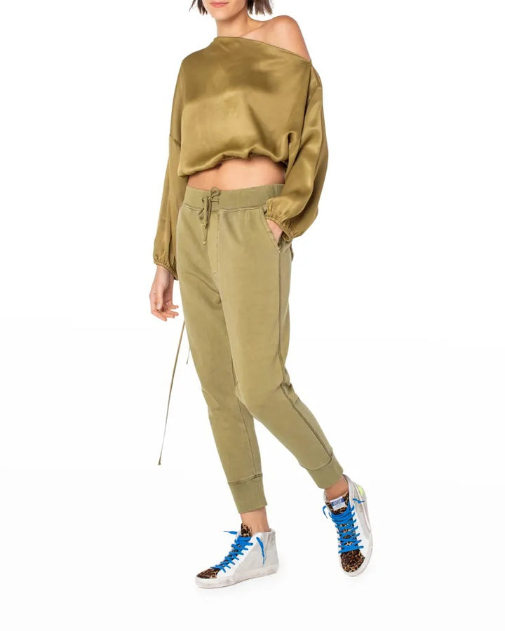 THE BEACHCOMBER CROP RIB JOGGER - OLIVE - Kingfisher Road - Online Boutique