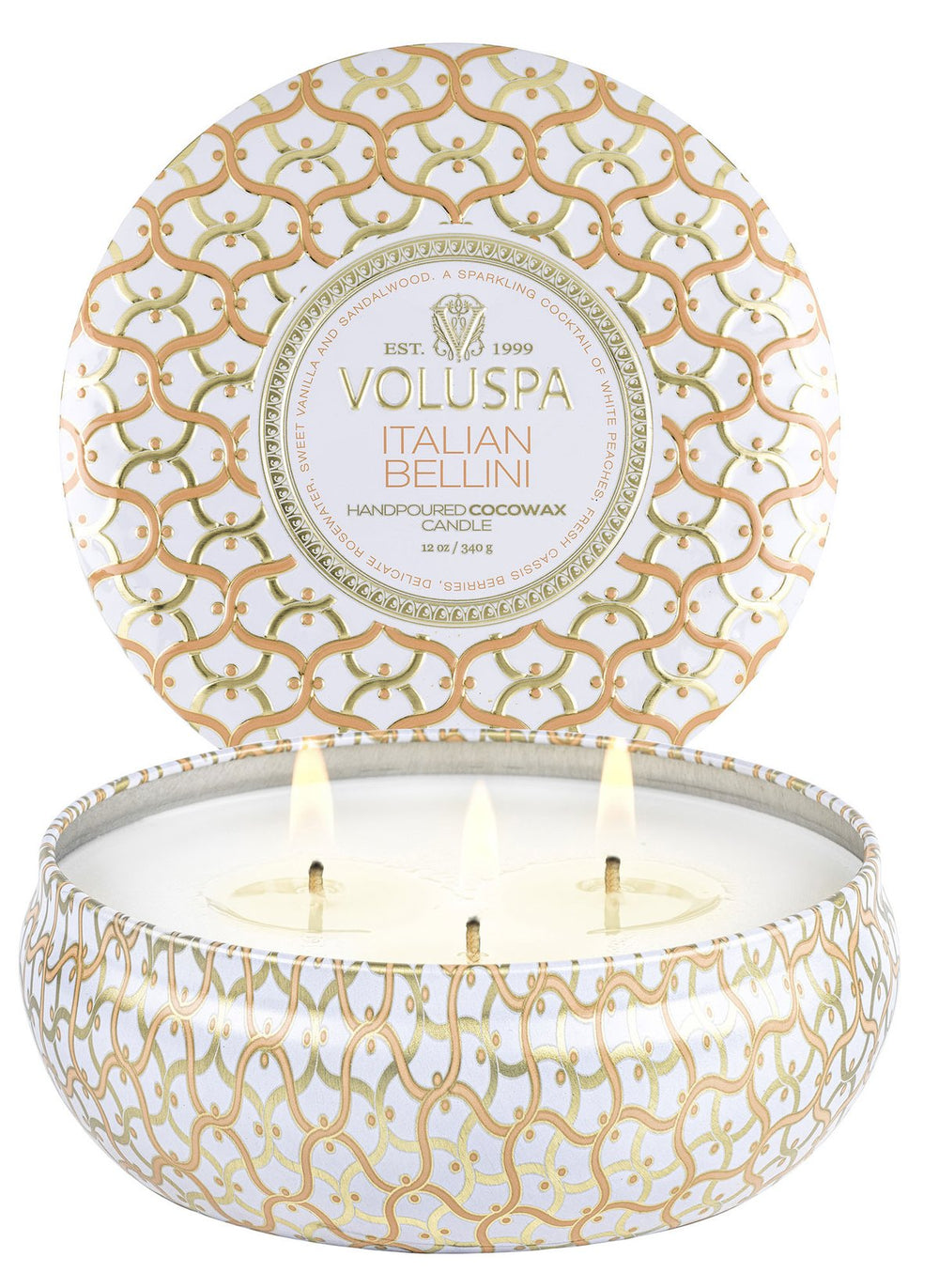 ITALIAN BELLINI 3 WICK TIN CANDLE - Kingfisher Road - Online Boutique