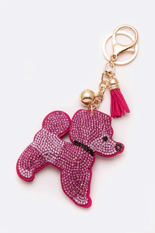 PINK POODLE CRYSTAL KEY CHAIN - Kingfisher Road - Online Boutique