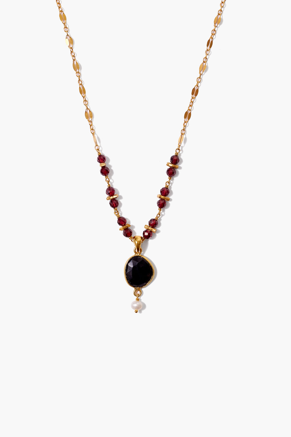 GARNET MIX WITH FRESHWATER PEARL NECKLACE