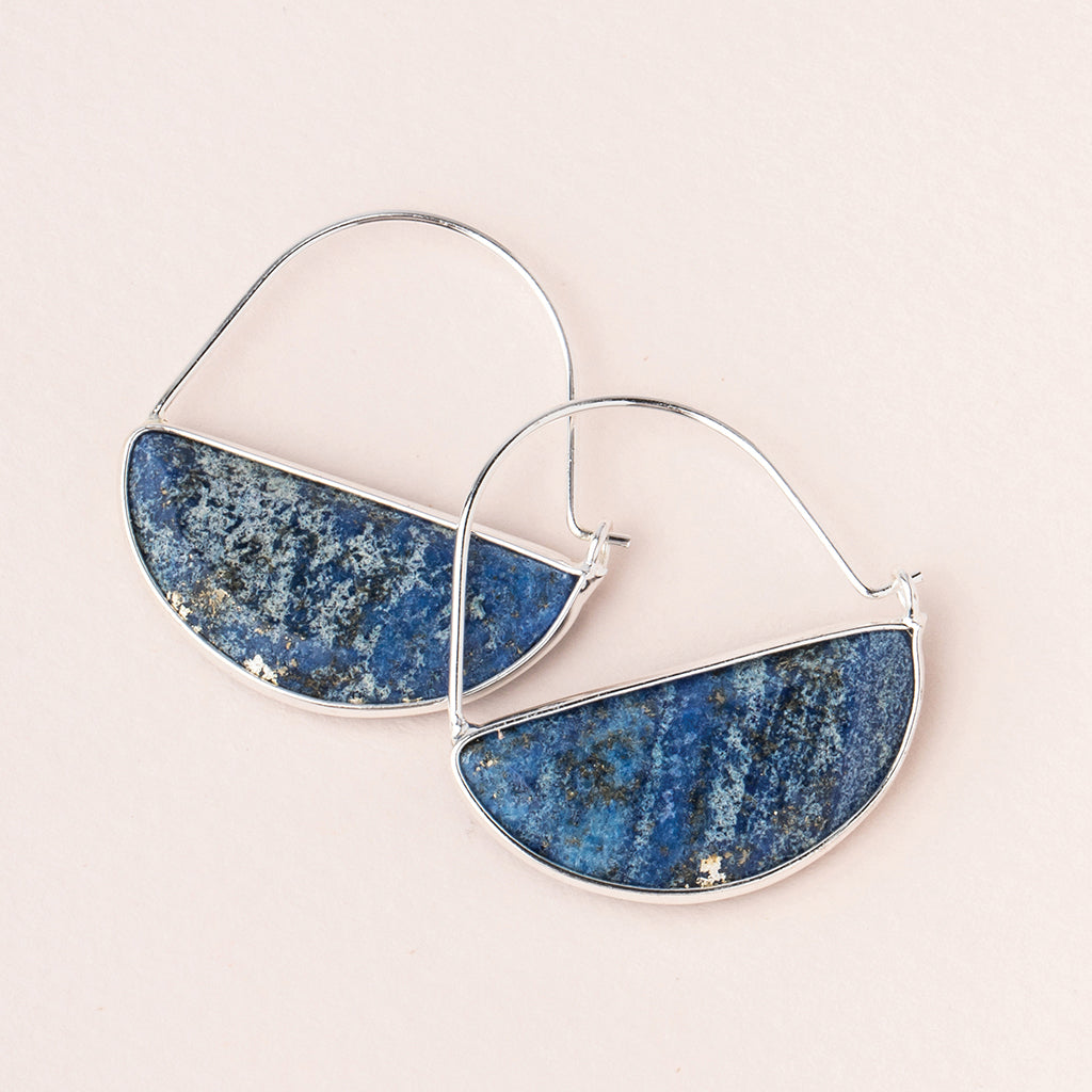 STONE PRISM HOOP EARRING LAPIS/SILVER - Kingfisher Road - Online Boutique