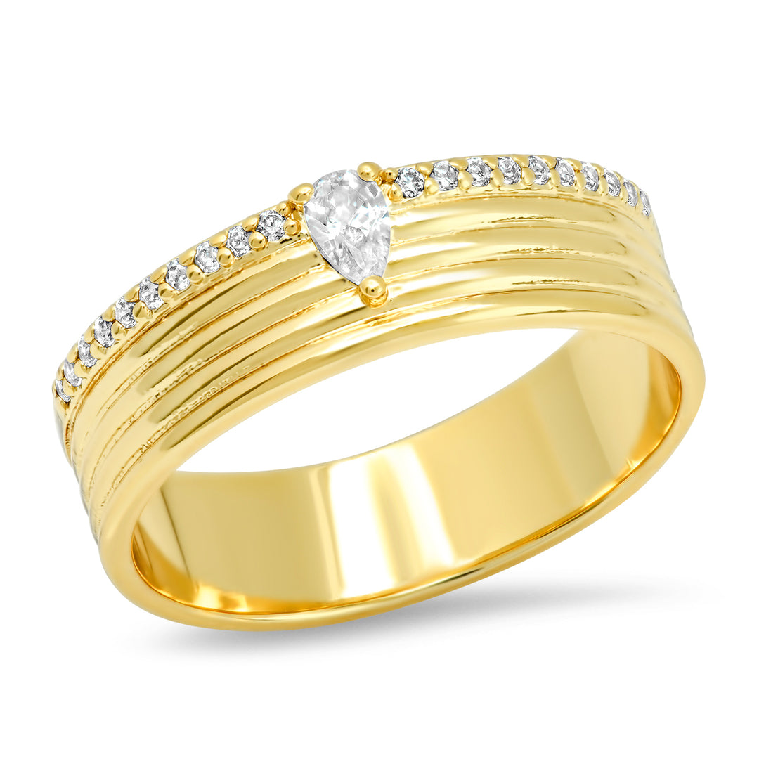 GOLD RING W/ ROW CZ ACCENTS - Kingfisher Road - Online Boutique