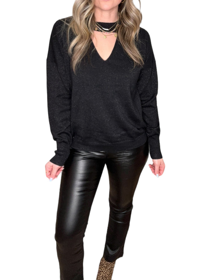 CUT-OUT SWEATER-BLACK