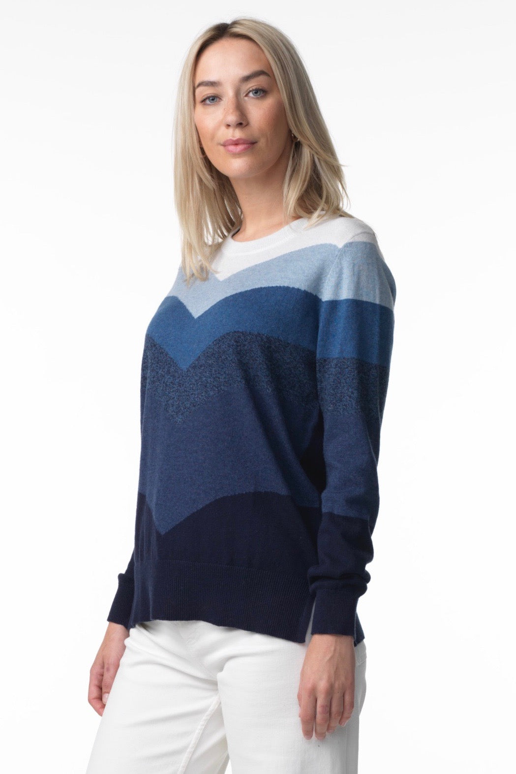 MULTI BLUE STRIPE SWEATER - DENIM - Kingfisher Road - Online Boutique