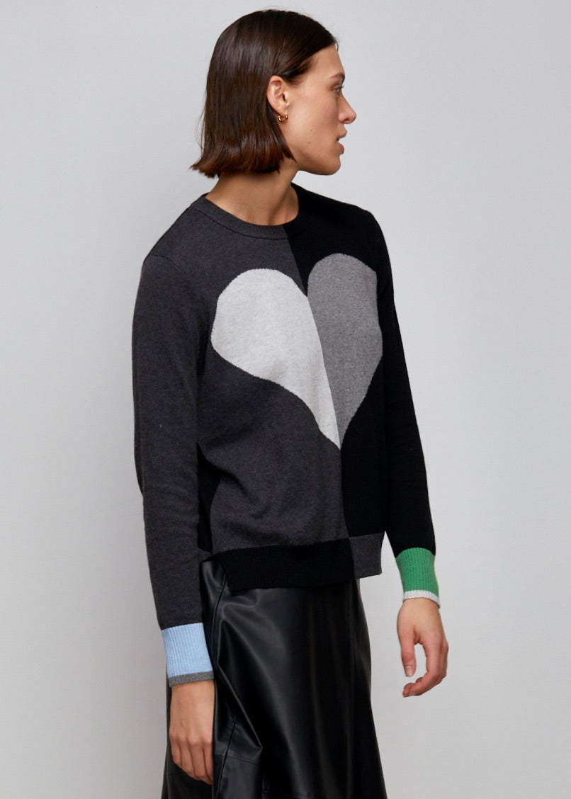 HEART PULLOVER SWEATER - BLACK - Kingfisher Road - Online Boutique