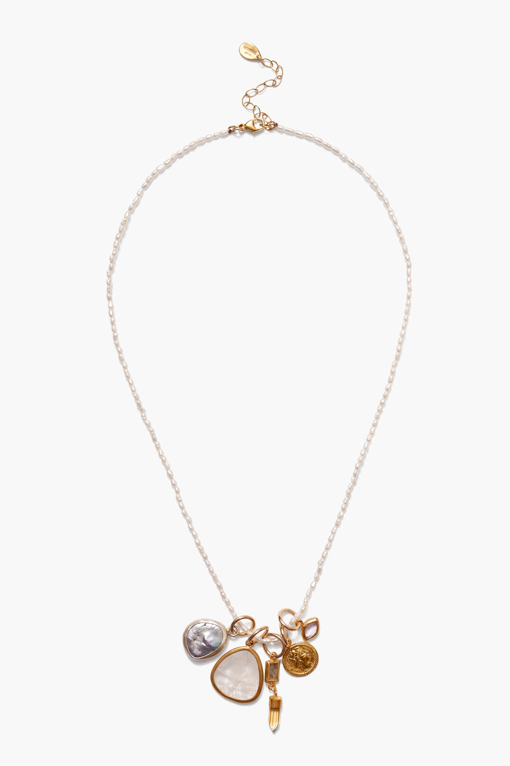 WHITE PEARL MIX CHARM NECKLACE - Kingfisher Road - Online Boutique