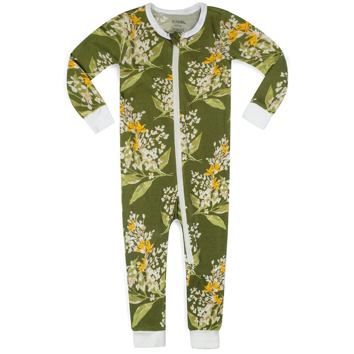 BAMBOO GREEN FLORAL ZIPPER PAJAMA - Kingfisher Road - Online Boutique