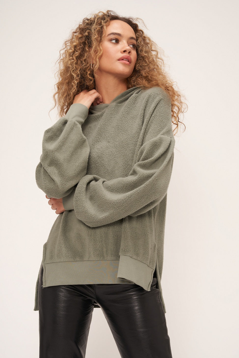LILA SHERPA HOODIE - WILLOW ASH - Kingfisher Road - Online Boutique