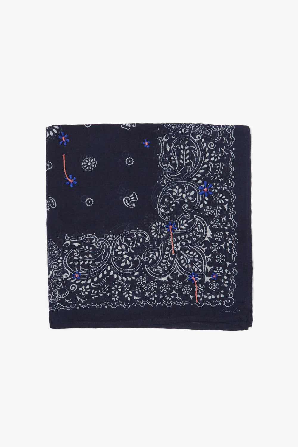 EMBROIDERED FLORAL BANDANA-DARK SAPPHIRE - Kingfisher Road - Online Boutique