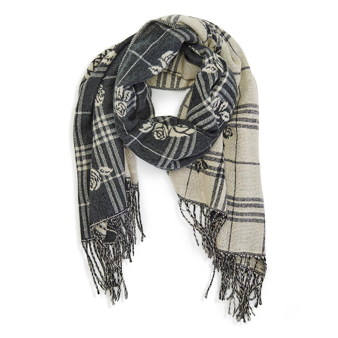 PLAID ROSES REVERSIBLE SCARF - Kingfisher Road - Online Boutique