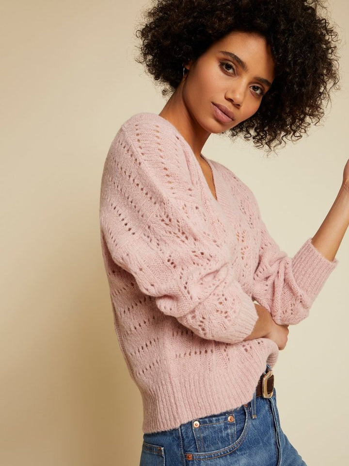 MIKA POINTELLE SLOUCHY V-NECK SWEATER - Kingfisher Road - Online Boutique