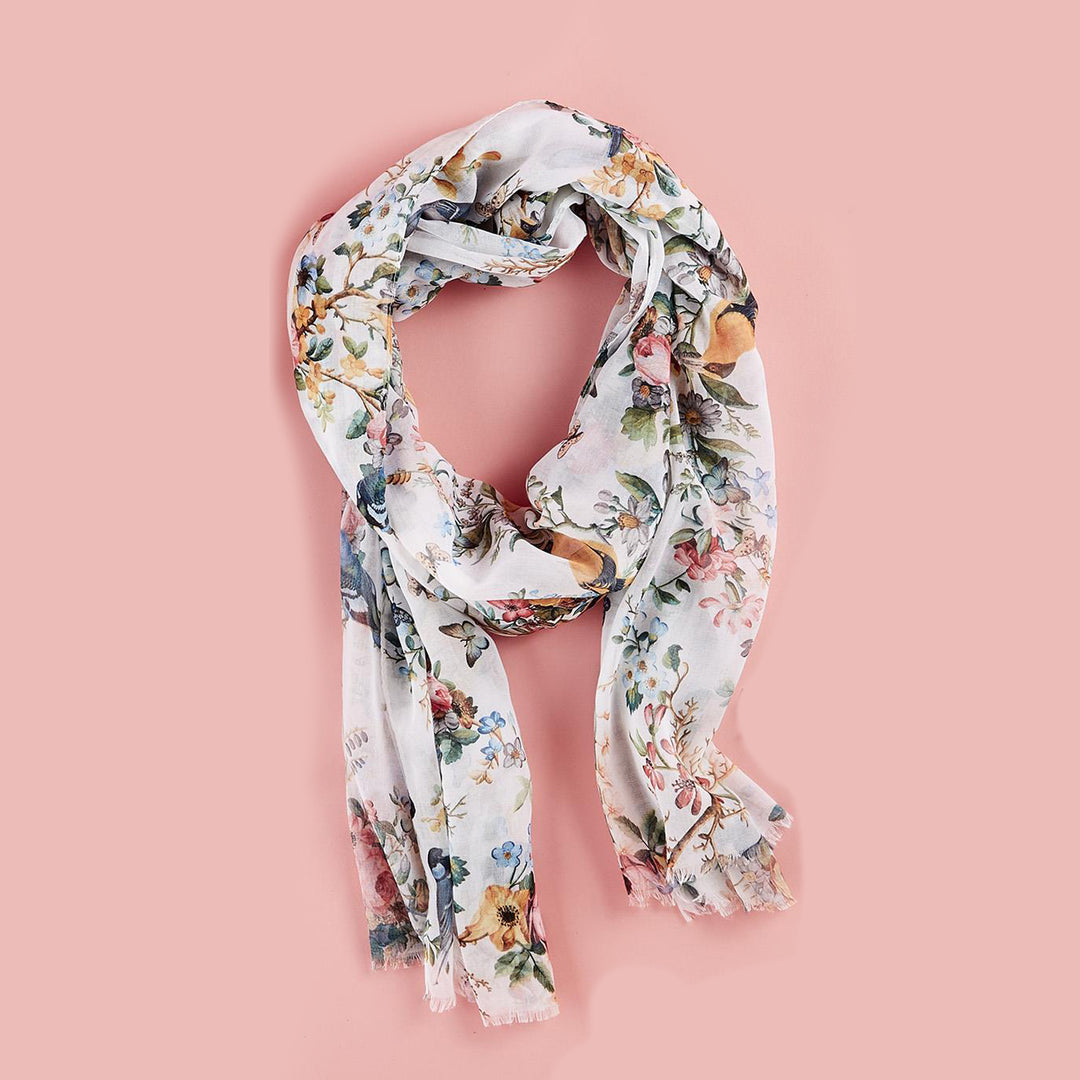 BIRDS AND FLOWER SCARF - Kingfisher Road - Online Boutique